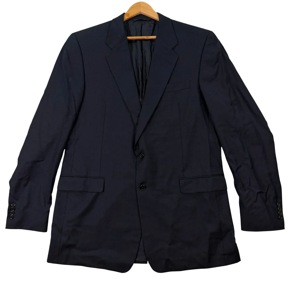 Hickey Freeman Mens 46XL Slim‎ Fit Tall Big Navy Blue Wool Blazer Loro Piana USA